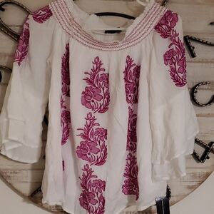 Boho floral flowy bell sleeve top
